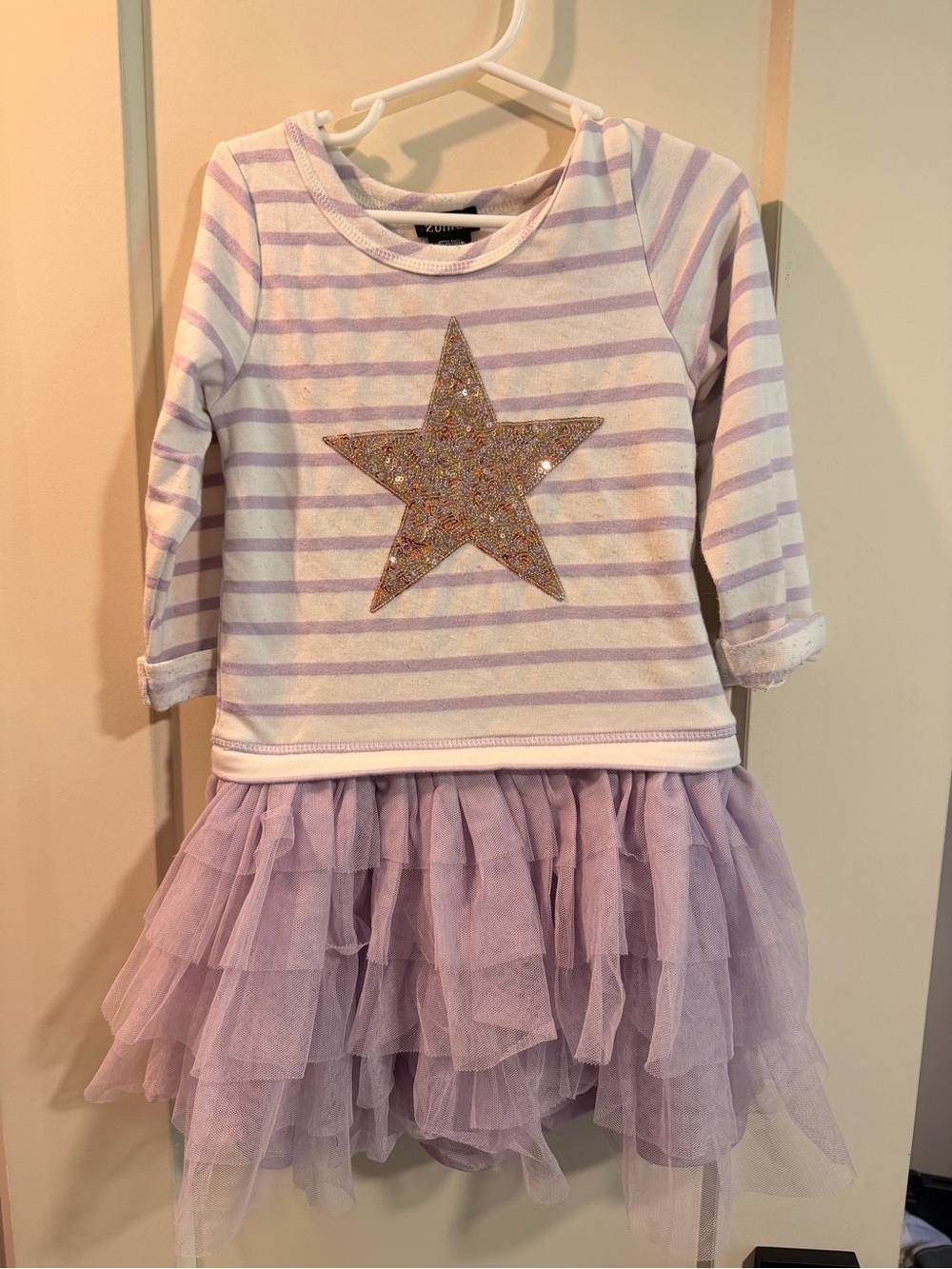 Children's Lavender Stripe Star Tulle Dress -